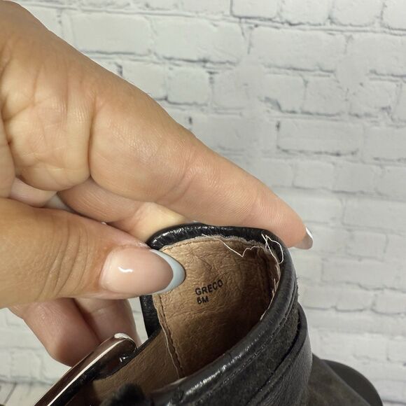 Donald Pliner Ankle Peep Booties Sandals Leather Suede Size 6 Buckle Biker Punk - Picture 11 of 11